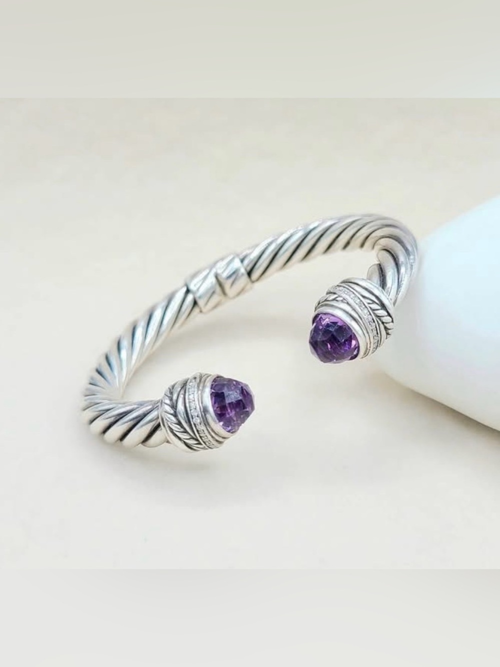 David Yurman Crossover Bracelet With Amethyst And Diamonds